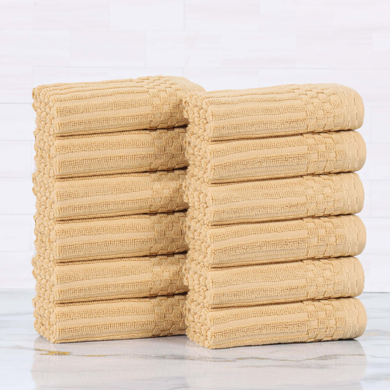 Collection de serviettes en coton Soho Spa, Paquet de 12 serviettes de toilette, Doré