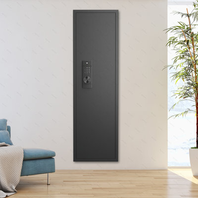 53" Passwod Touch Panel In-Wall Safe,Hidden Wall Gun Safe for Rifles with Adjustable Shelves,Assembled Storage Multifunctional Wall Safe for Firearm and Valuables (Digital)