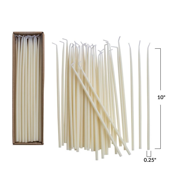 Bougies fines non parfumées en boîte, Ivoire ivoire, 10" L x 0.5" W
