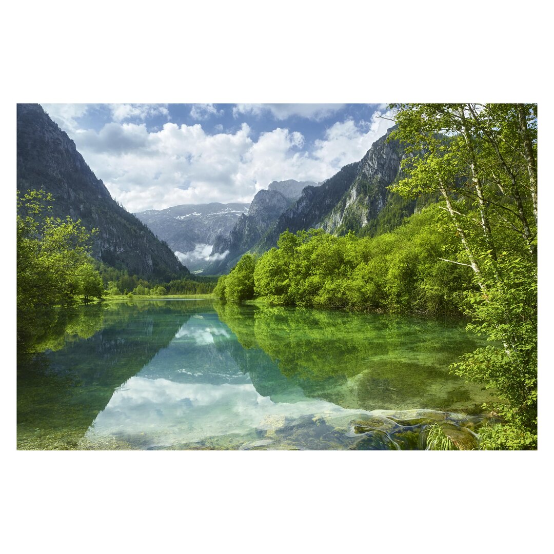 Strukturierte Tapete Mountain Lake with Reflection 2,9 m x 432 cm