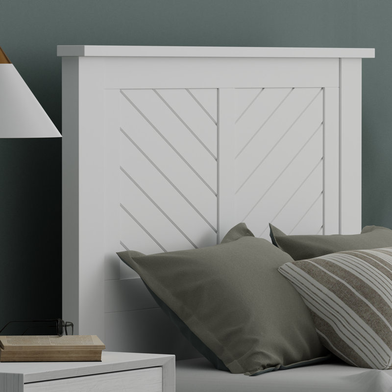 Chalco Solid Wood Headboard With Chamfer, Twin, White