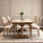 French Style Solid Wood Frame Linen Fabric Rattan Back Dining Chair,Set Of 2, Beige