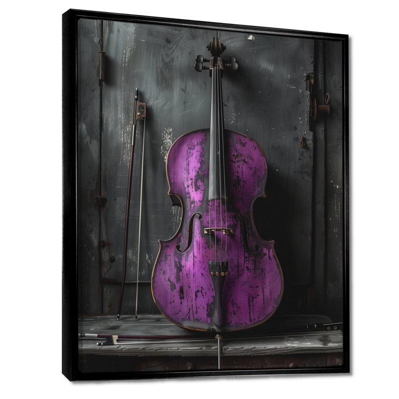 Mauve, noir, violoncelle, instrument de musique, Cadre flottant noir, 20" H x 12" W