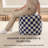 Marta 20" Navy Checkered Upholstered Pouf Ottoman-117292682