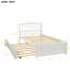 Lit simple en bois blanc avec lit gigogne - Fabrication solide pour une plateforme de chambre à coucher attrayante