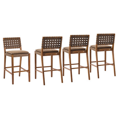 Lingard 29" Seat Height PU Leather Bar Stools With Rubberwood Frame