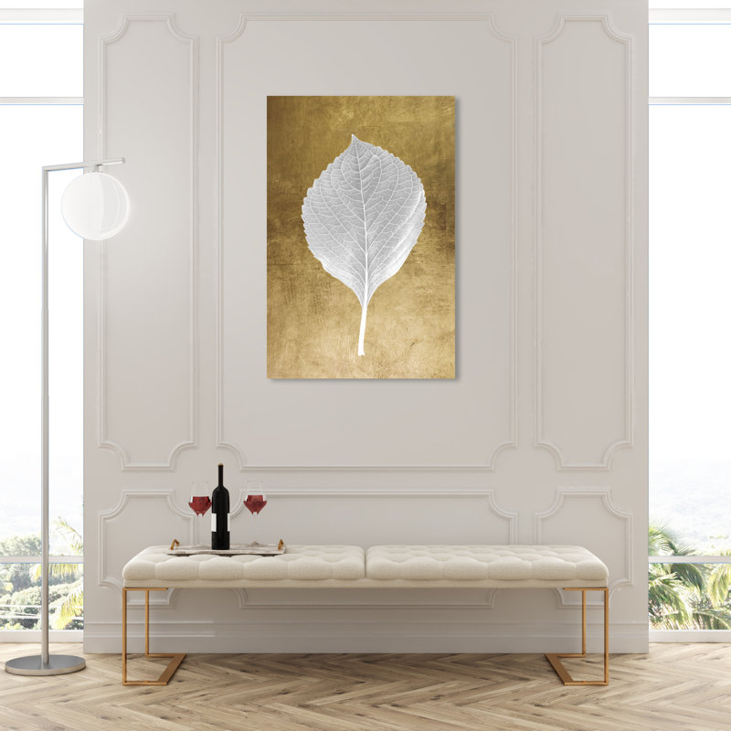Feuille en or I - Impression sur toile, Toile tendue, H 45 po x l 30 po