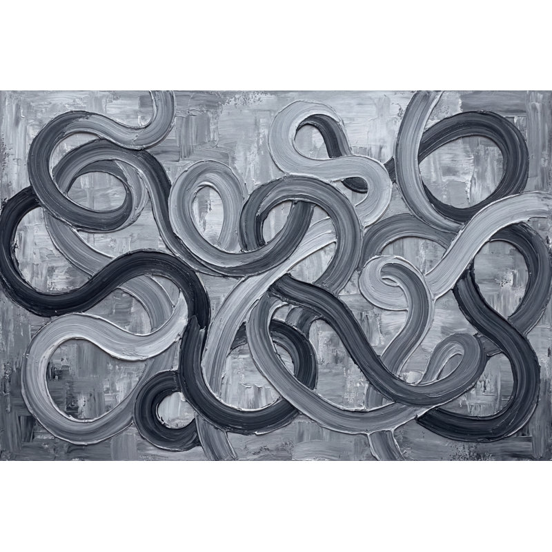 Décoration murale abstrait gris anthracite Loop, Non tissé, 140 po x 108 po