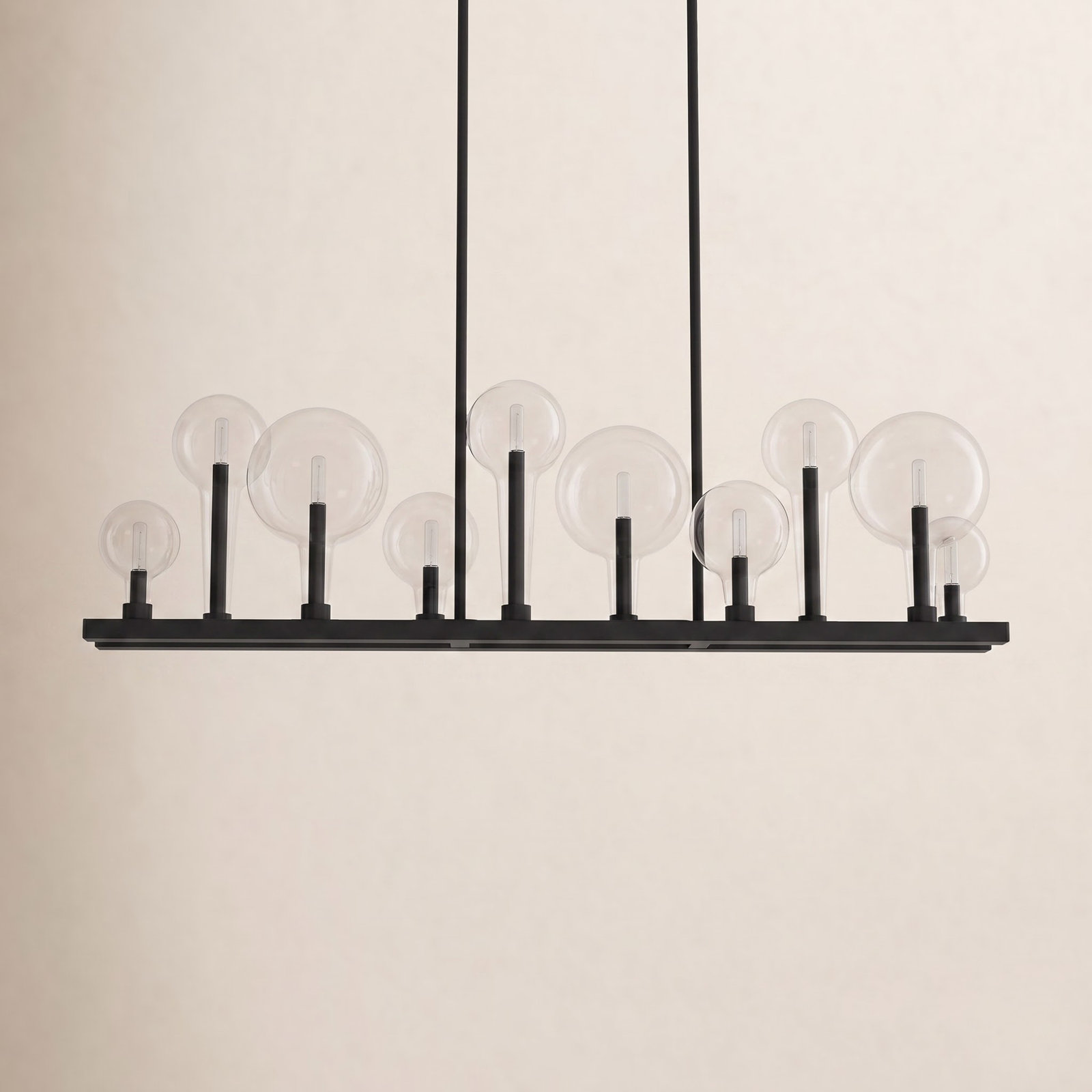 Indira 10 Light Glass Dimmable Pendant, Black