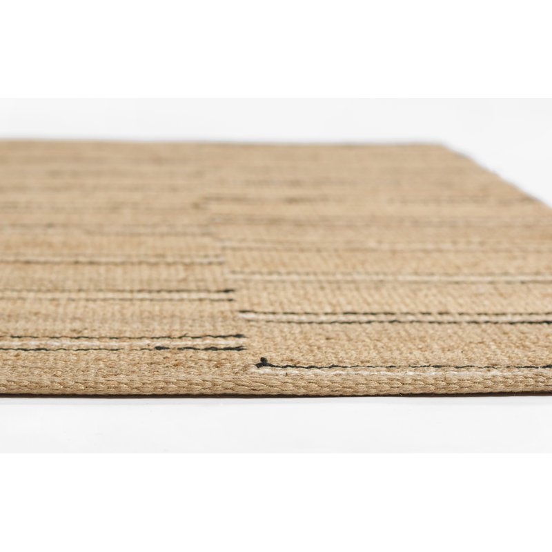 Handwoven Black Stripe Wool-Chenille 9' x 12' Area Rug