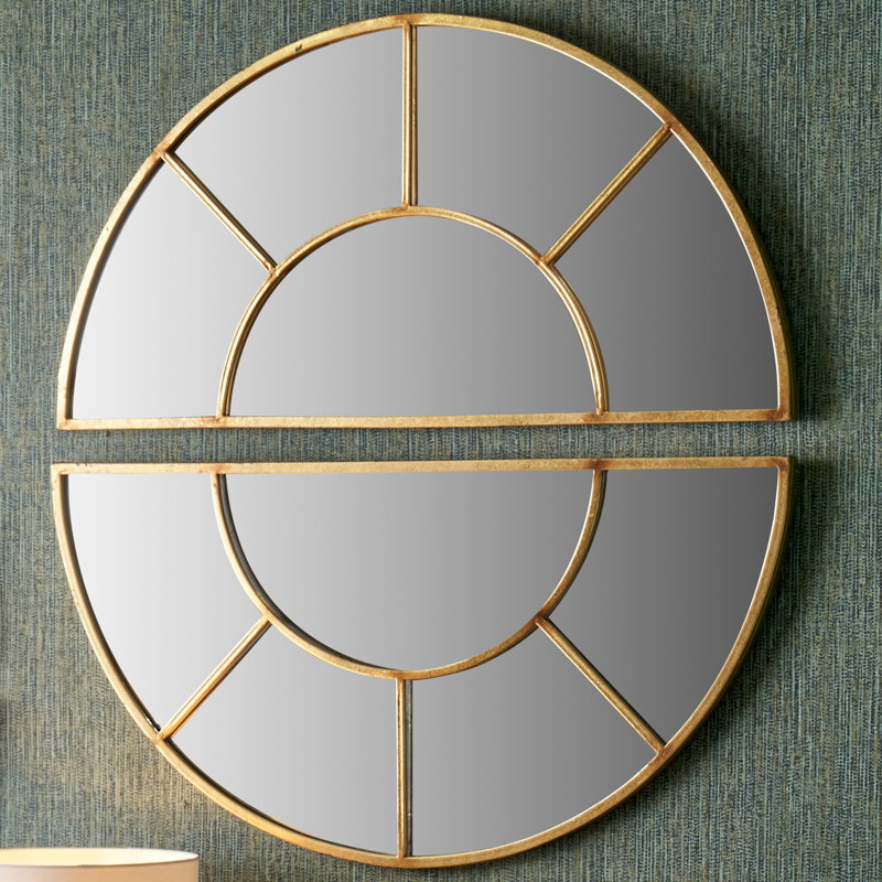 Jamilee Half Moon Sectional Accent Mirror, Gold