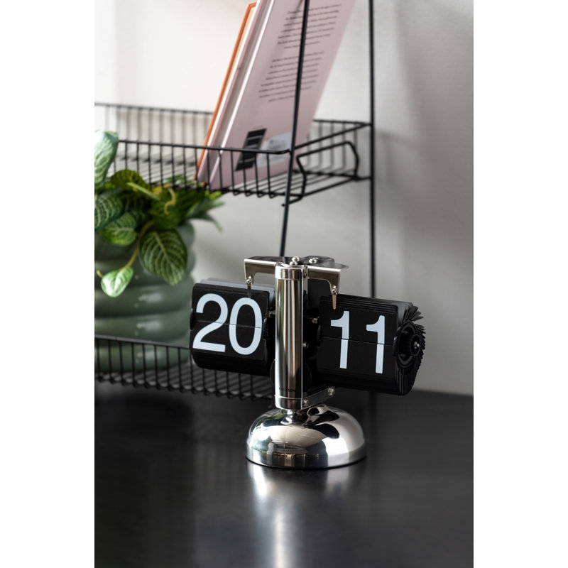Analog Metal Quartz Tabletop Clock, Black