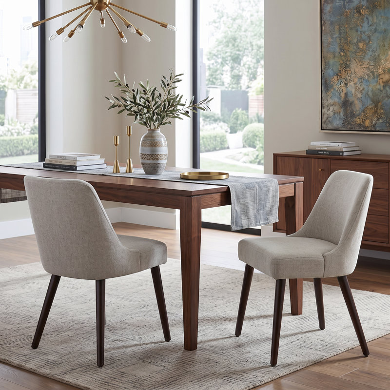 Chaise d'appoint rembourrée en bois massif Bremment, Taupe