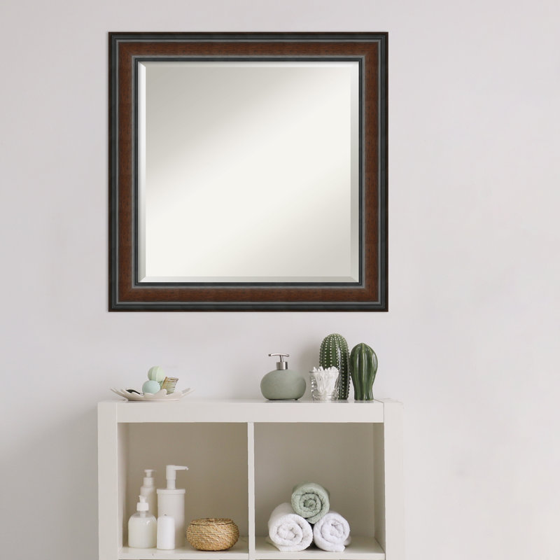 Roulston Wood Flat Wall Mirror, 23.12" H x 23.12" W