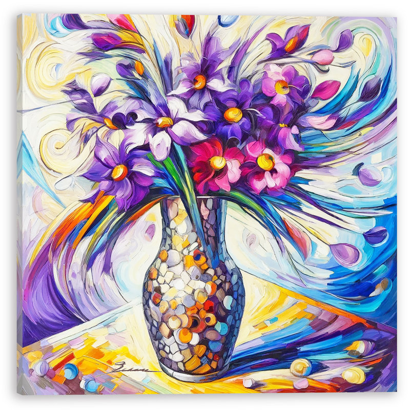 «Vibrant Abstract Floral», reproduction d'art sur toile tendue, H 30 po x l 30 po x P 1,5 po