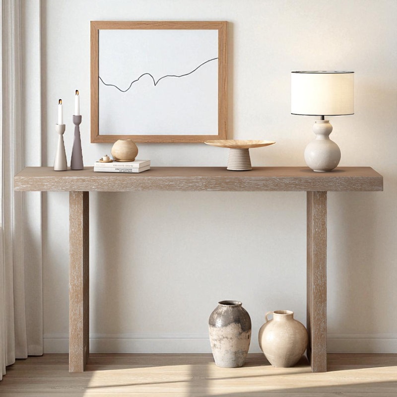 Modern 59" Console Table,Narrow Entryway Table Foyer Table, Natural
