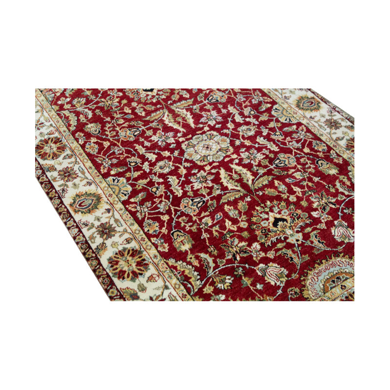 Tapis rouge et crème noué à la main de haute qualité