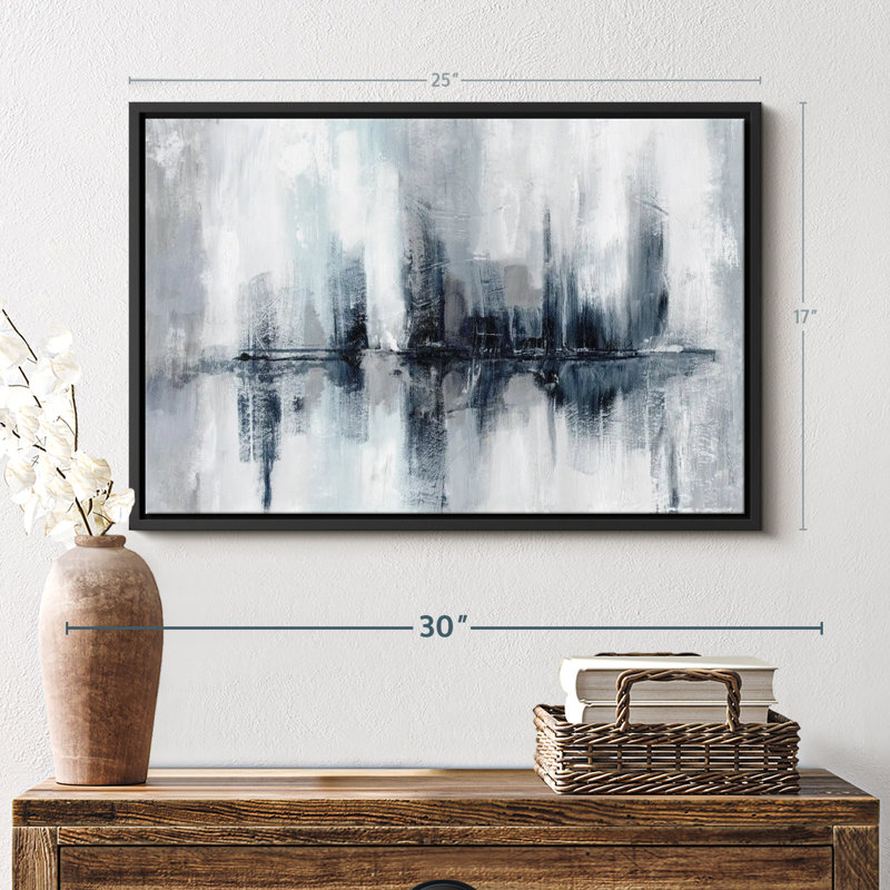 Abstract " Indigo Harbor Lights ", 17" H x 25" W