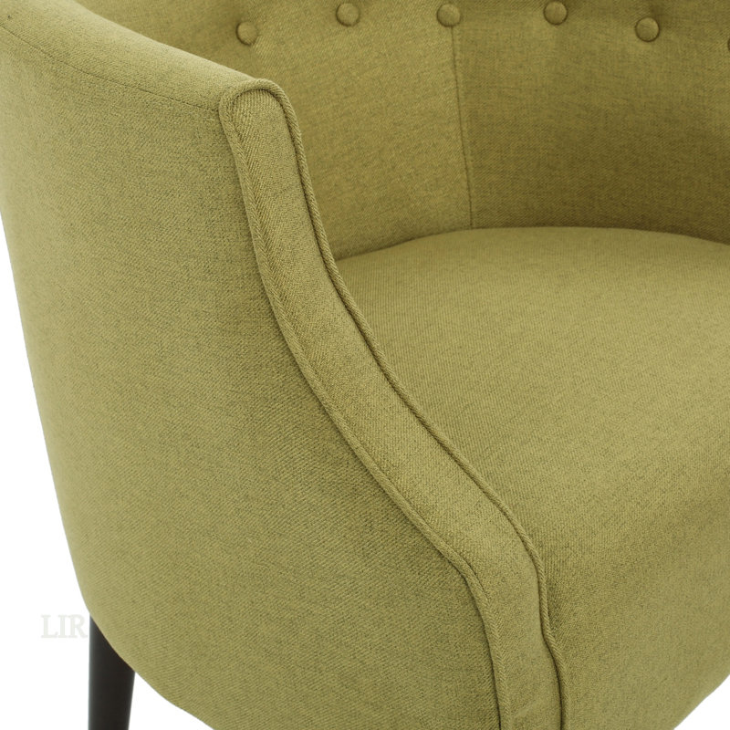 Fauteuil demi-tonneau Kamdyn, Tissu vert
