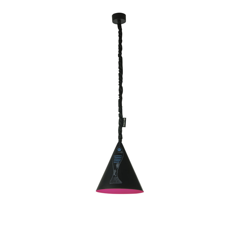 1 - Light Black Cone Pendant, Magenta