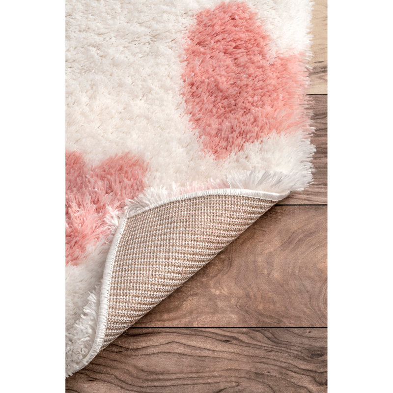 Tapis rose / blanc Becky, Rectangle 4 pi x 6 pi