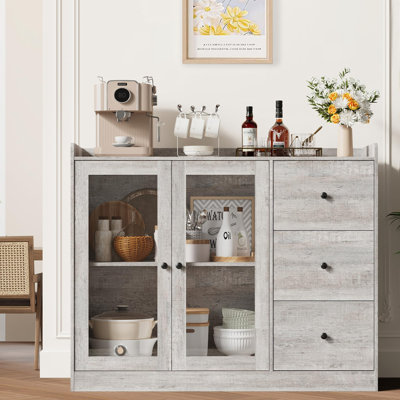 Buffet moderne 43 "avec garde-corps, tablettes réglables et 3 tiroirs