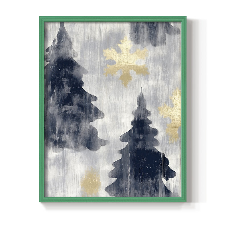 «Christmas Holiday Art» CCLxxix, reproduction d'art encadrée - bois massif, 15" H x 12" W, Vert