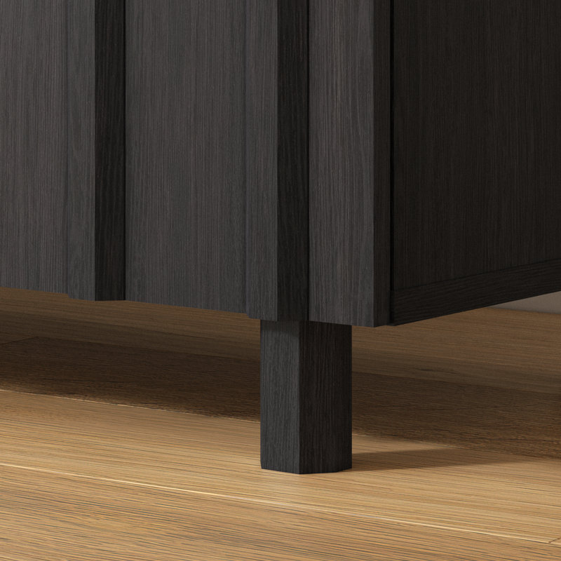 Buffet l 59,1 po à 4 portes avec tablettes réglables, Gris anthracite