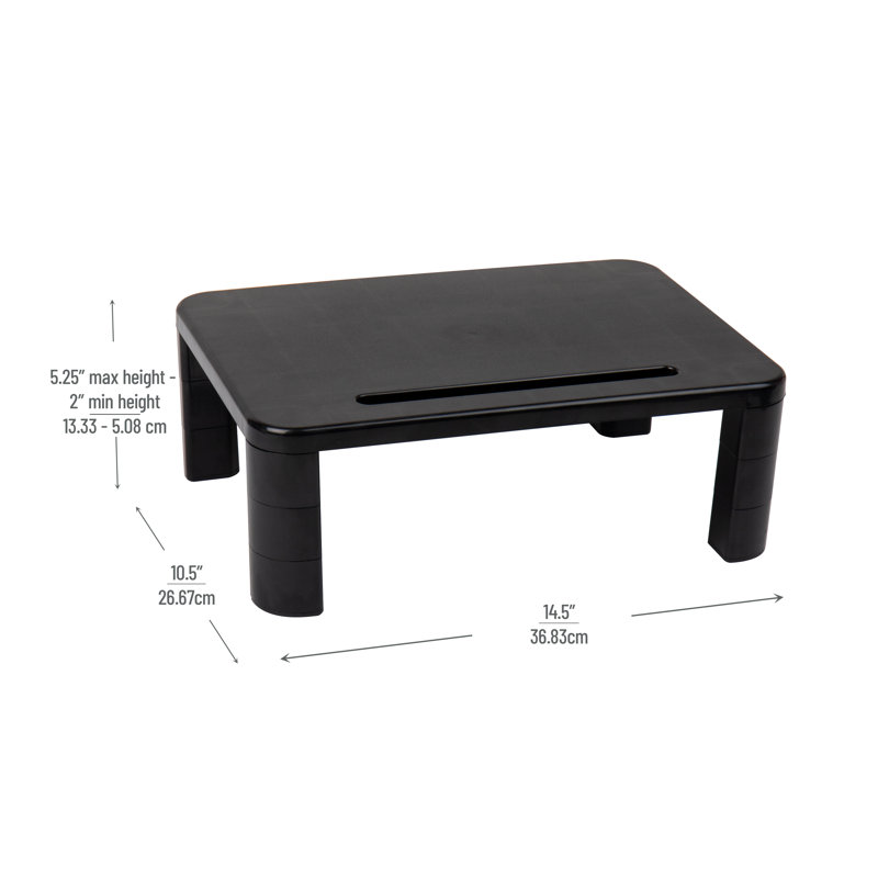 Adjustable Black Plastic Monitor Stands, Set of 2