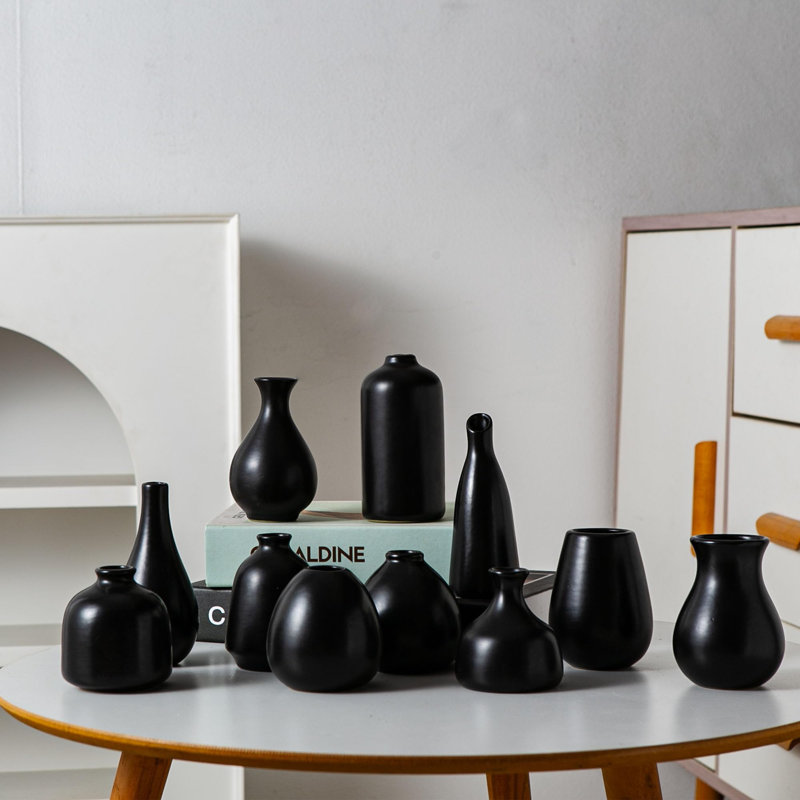 Ensemble de 11 vases en céramique Bud, Noir