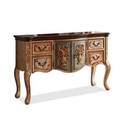 Console de rangement incurvée à motif floral traditionnel