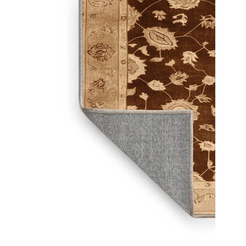 Tapis brun lavable à la machine, Rectangle de 5 pi x 8 pi