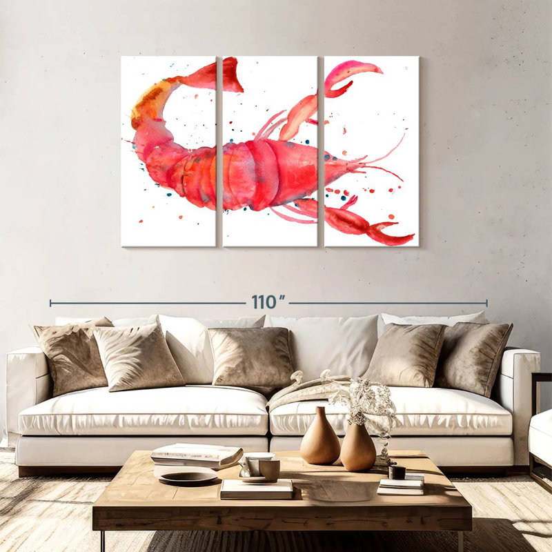 Brampt Sea Red Lobster, 48" H x 74" W
