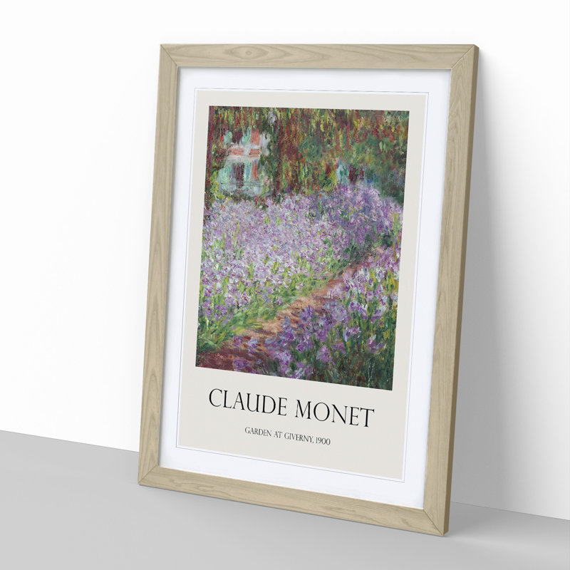 Irises in Monets Garden by Claude Monet - Picture Frame Art Prints, 48cm H x 36cm W x 2cm D, Oak Framed