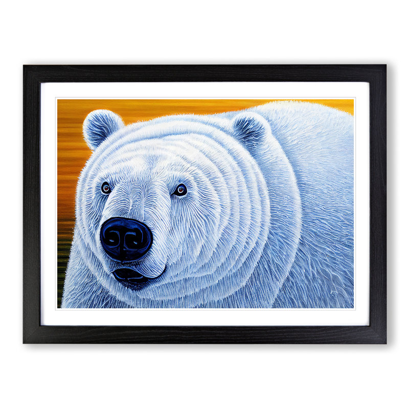 XH1022-9474X Unique Polar Bear - Single Picture Frame Print, Black Framed, 46cm H x 64cm W x 2cm D
