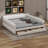 King Size Upholstered Daybed With 2 Drawers, Lambswool Day Bed Frame With USB Ports And Soft Backrest-1984484442