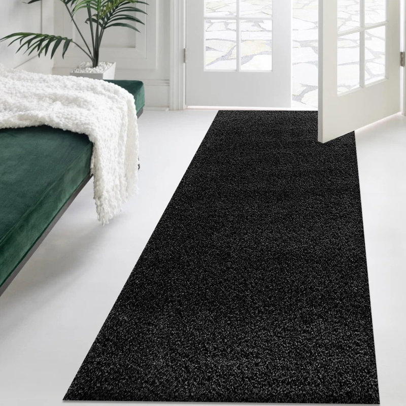Verona Thick Black Shaggy Area Rug – Soft Pile, Non-Slip, Durable Polypropylene Carpet for Living Room, Bedroom & Hallway