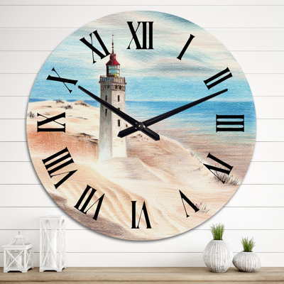 Phare au bord de l'océan - horloge murale nautique et côtière