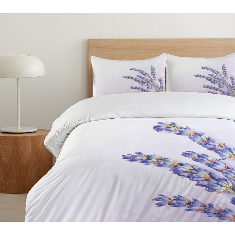 Lavender Floral Organic Cotton Queen Duvet Cover Set