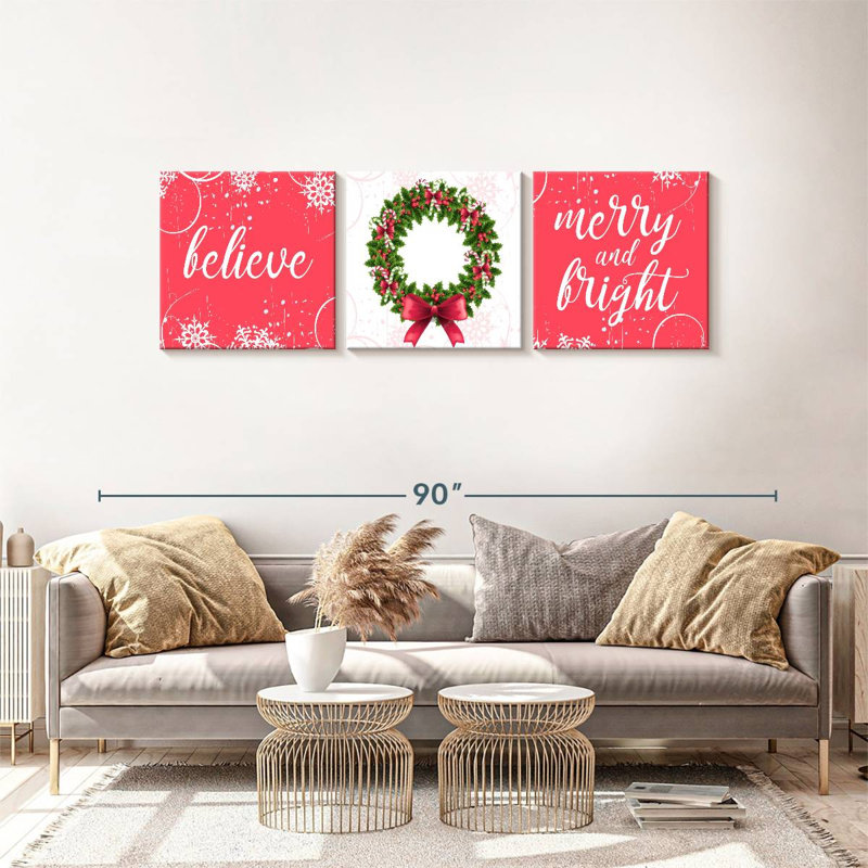 Enseigne de Noël joyeuse et lumineuse 3 pièces, H 24 po x l 74 po