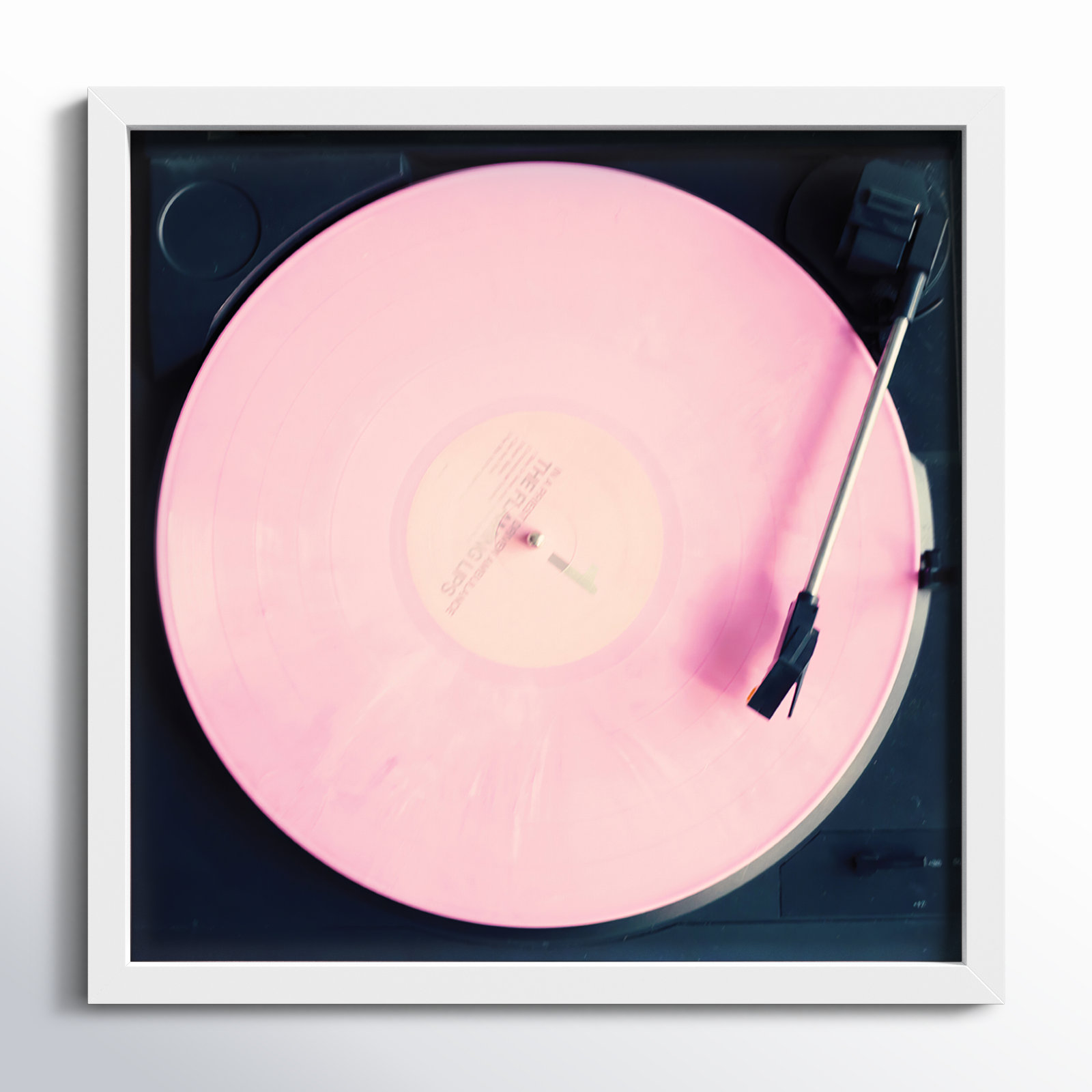 Pink Record by Caroline Mint, 19.25" H x  19.25" W  x 0.88" D, White