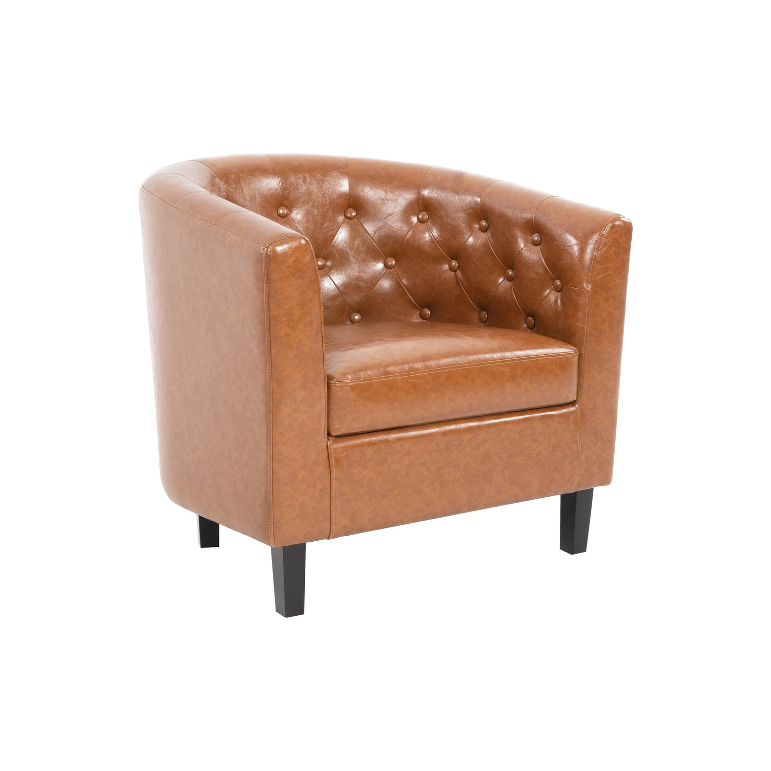 Tufted leather clearance barrel chair