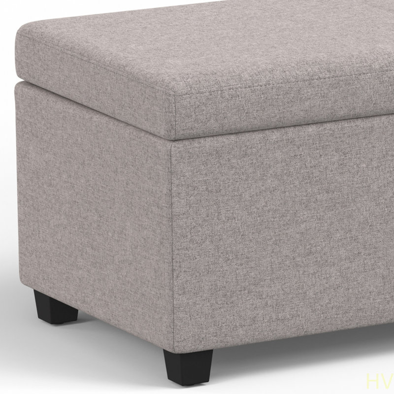 Très grand banc de rangement avec repose-pieds Avalon, Gris clair