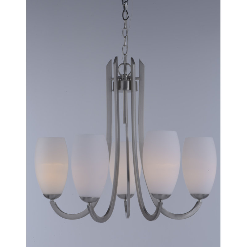 Fudo 5 - Light Dimmable Classic / Traditional Chandelier, Satin Nickel