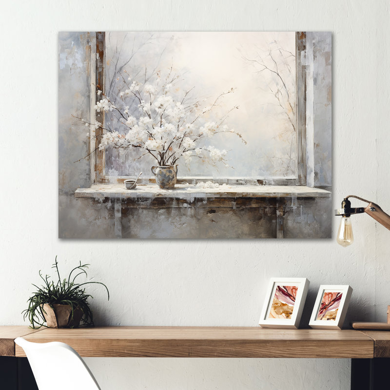 Neige près de l'hiver, fenêtre vue 1 - Japon, art mural en métal MT134867, H 30 po x l 40 po x P 1,5 po