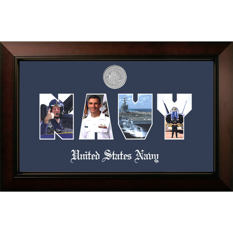 Cadre photo bleu marine collage, Argent