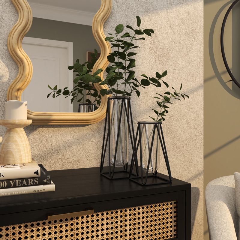 Latony 2 Piece Black Metal Table Vase Set