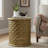 White Moroccan Carved Round End Table