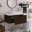 Meuble-lavabo mural 36 po avec bords courbés et conception rayée, armoire de rangement avec tiroir, lavabo rectangulaire en céramique blanche.-467971548
