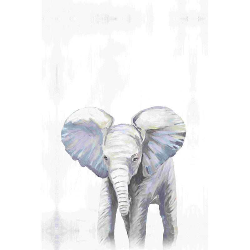 Peinture sur toile tendue bébé éléphant, H 18 po x l 12 po